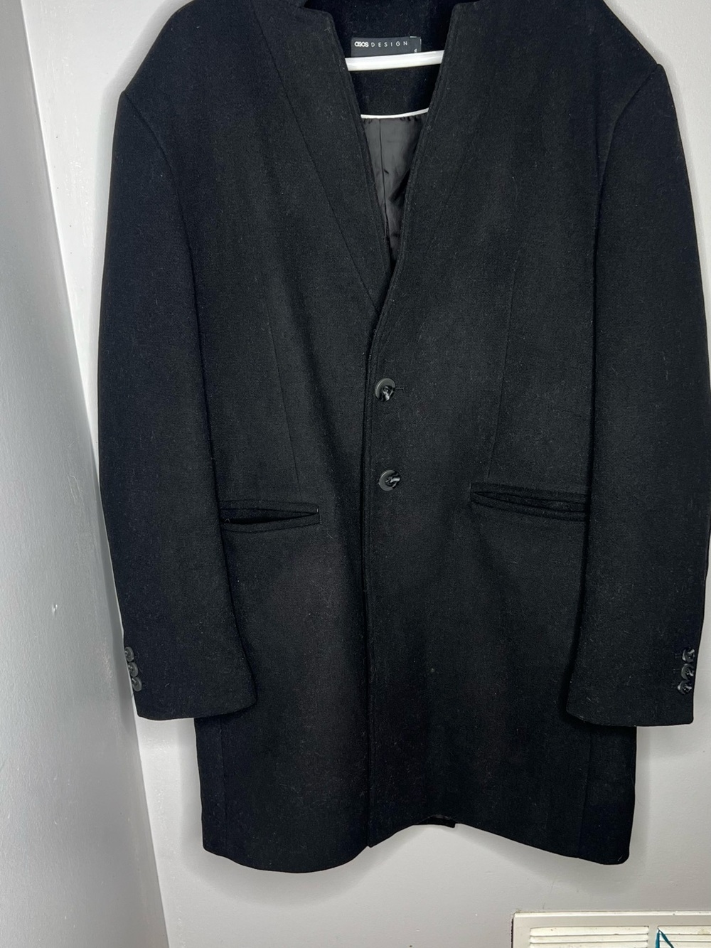 Men's Black Wool Coat asos design